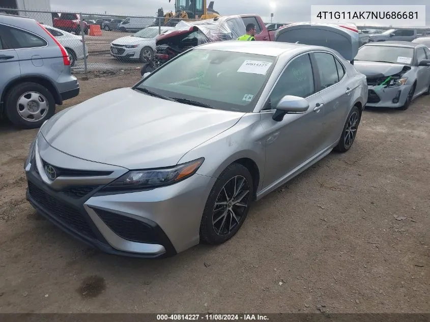 4T1G11AK7NU686681 2022 Toyota Camry Se