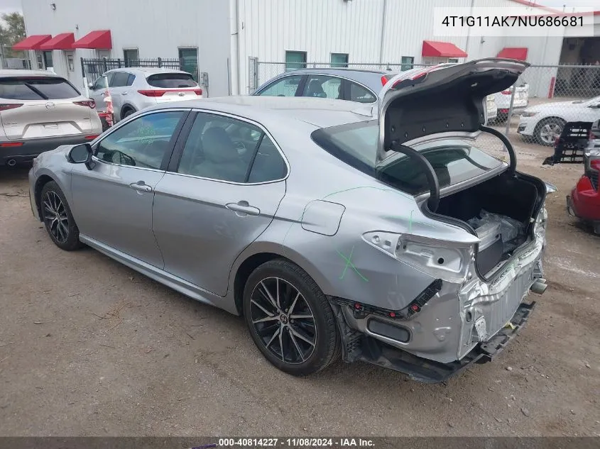 4T1G11AK7NU686681 2022 Toyota Camry Se