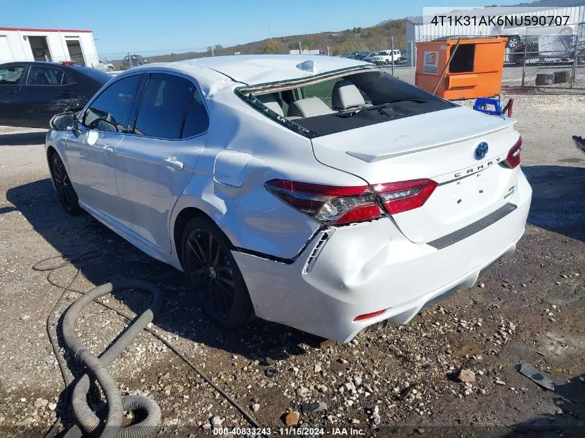 2022 Toyota Camry Xse Hybrid VIN: 4T1K31AK6NU590707 Lot: 40833243