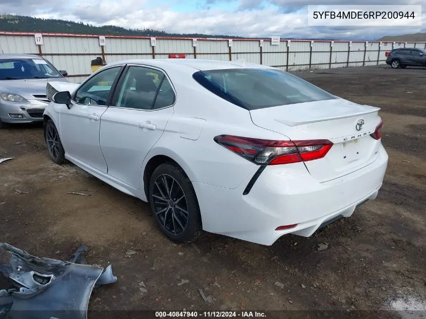 2022 Toyota Camry Se VIN: 5YFB4MDE6RP200944 Lot: 40847940