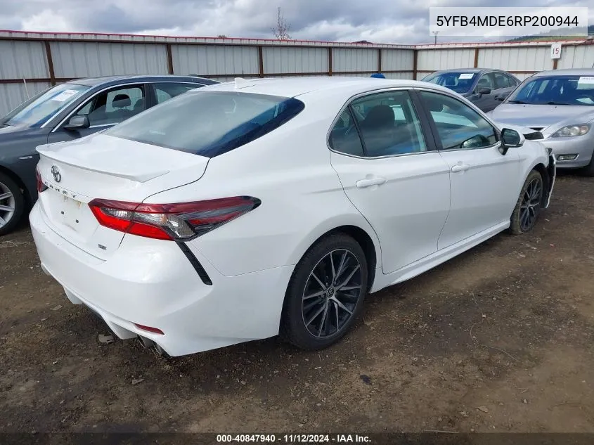 2022 Toyota Camry Se VIN: 5YFB4MDE6RP200944 Lot: 40847940