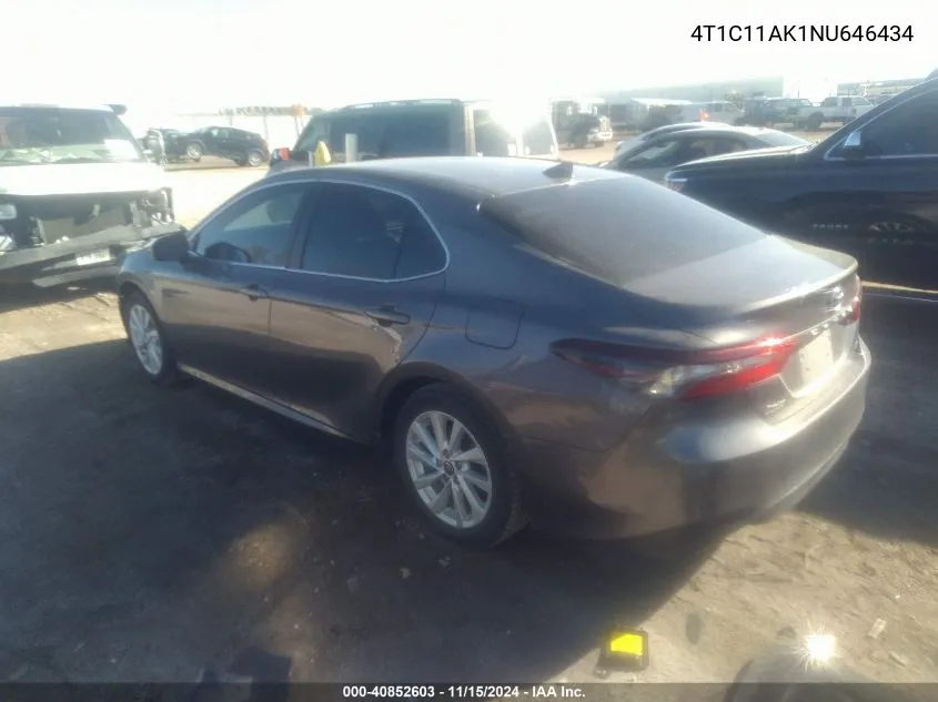 2022 Toyota Camry Le VIN: 4T1C11AK1NU646434 Lot: 40852603