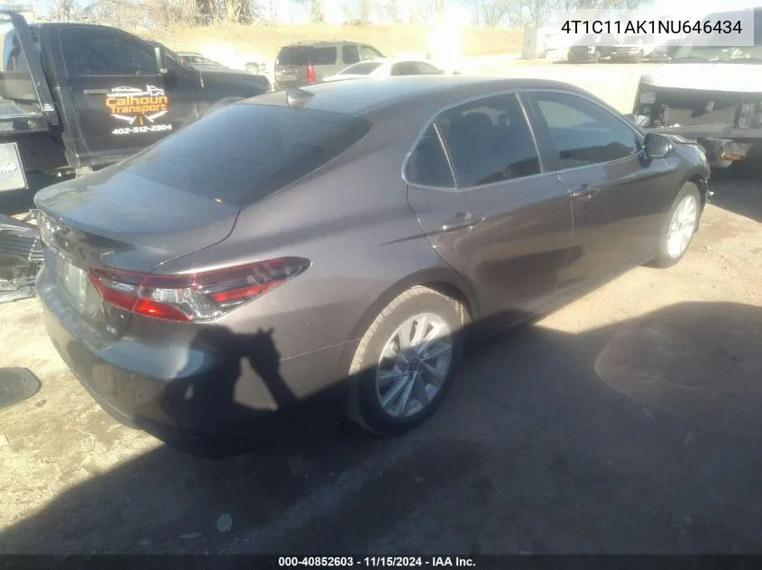 2022 Toyota Camry Le VIN: 4T1C11AK1NU646434 Lot: 40852603