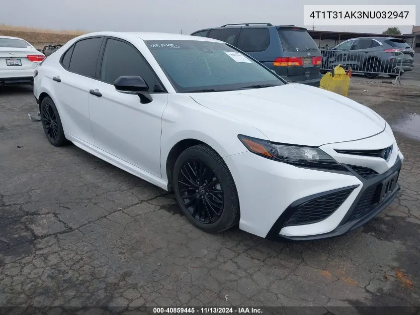 2022 Toyota Camry Nightshade Edition Hybrid VIN: 4T1T31AK3NU032947 Lot: 40859445