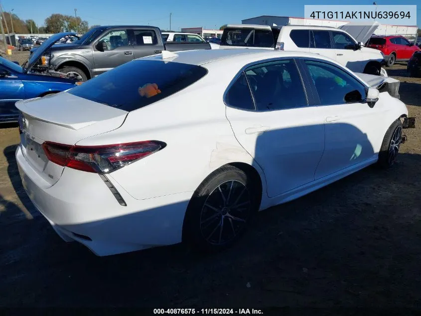 2022 Toyota Camry Se VIN: 4T1G11AK1NU639694 Lot: 40876575