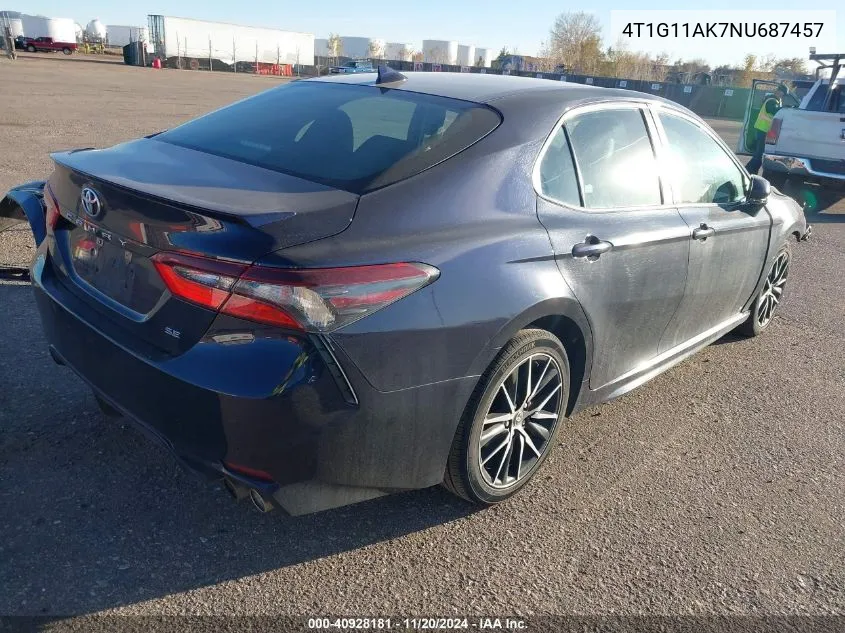 2022 Toyota Camry Se VIN: 4T1G11AK7NU687457 Lot: 40928181