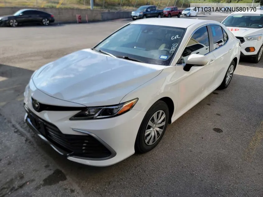 2022 Toyota Camry Le Hybrid VIN: 4T1C31AKXNU580170 Lot: 40935844