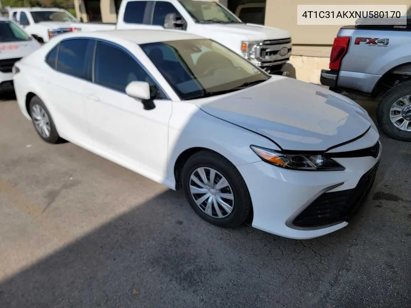 2022 Toyota Camry Le Hybrid VIN: 4T1C31AKXNU580170 Lot: 40935844