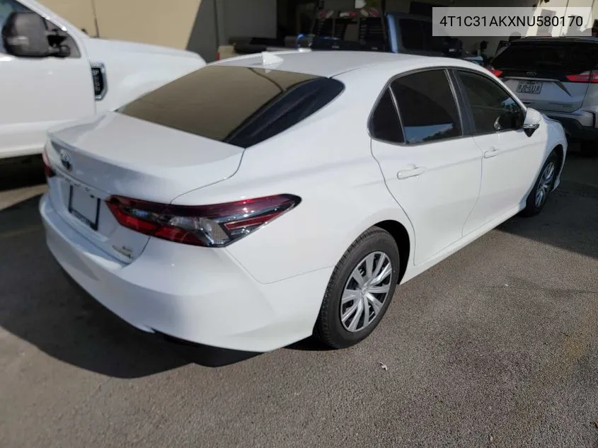 2022 Toyota Camry Le Hybrid VIN: 4T1C31AKXNU580170 Lot: 40935844