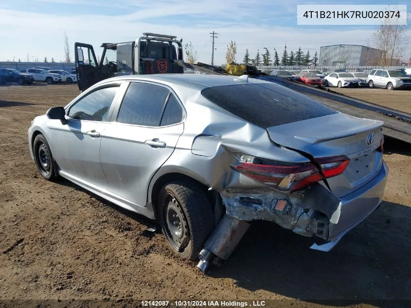 2024 Toyota Camry Hybrid Se VIN: 4T1B21HK7RU020374 Lot: 12142087