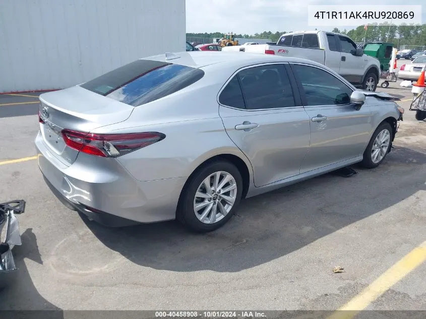 2024 Toyota Camry Le VIN: 4T1R11AK4RU920869 Lot: 40458908