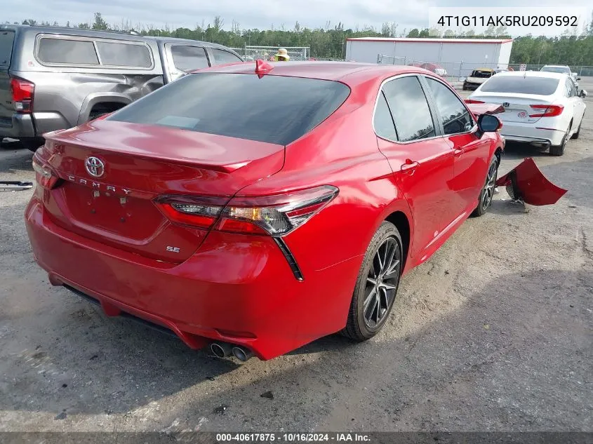 2024 Toyota Camry Se VIN: 4T1G11AK5RU209592 Lot: 40617875