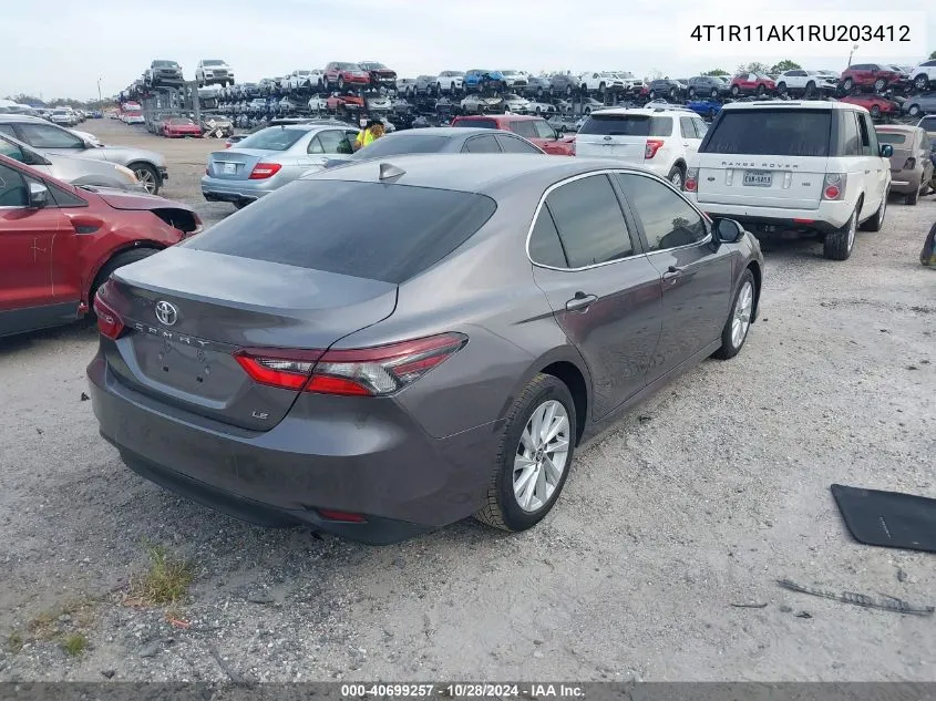 2024 Toyota Camry Le VIN: 4T1R11AK1RU203412 Lot: 40699257