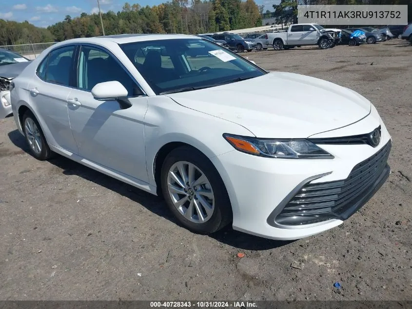 2024 Toyota Camry Le VIN: 4T1R11AK3RU913752 Lot: 40728343