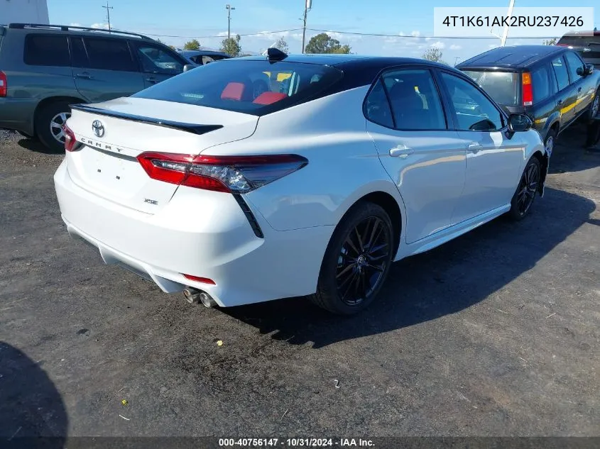 2024 Toyota Camry Xse VIN: 4T1K61AK2RU237426 Lot: 40756147