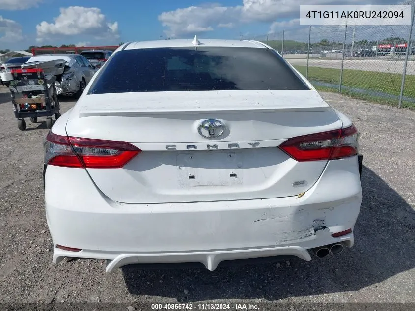 2024 Toyota Camry Se VIN: 4T1G11AK0RU242094 Lot: 40855742