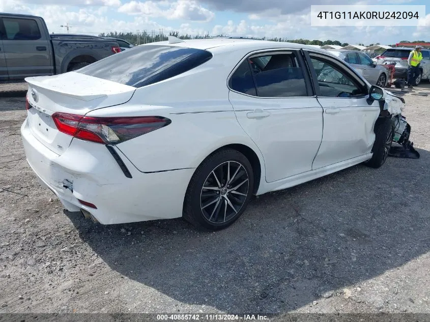 2024 Toyota Camry Se VIN: 4T1G11AK0RU242094 Lot: 40855742