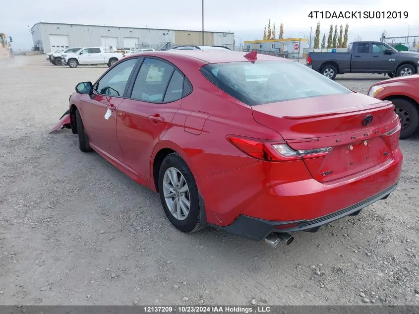 2025 Toyota Camry Se VIN: 4T1DAACK1SU012019 Lot: 12137209