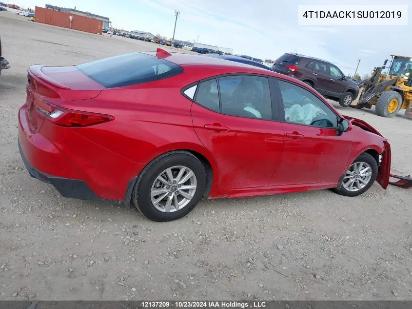 2025 Toyota Camry Se VIN: 4T1DAACK1SU012019 Lot: 12137209