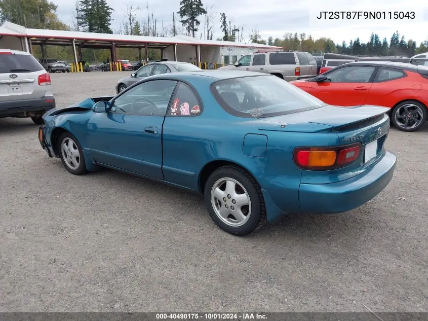 1992 Toyota Celica Gt VIN: JT2ST87F9N0115043 Lot: 40490175