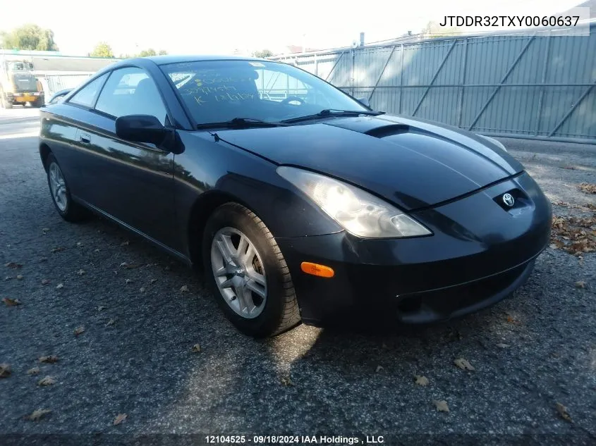 2000 Toyota Celica Gt VIN: JTDDR32TXY0060637 Lot: 12104525