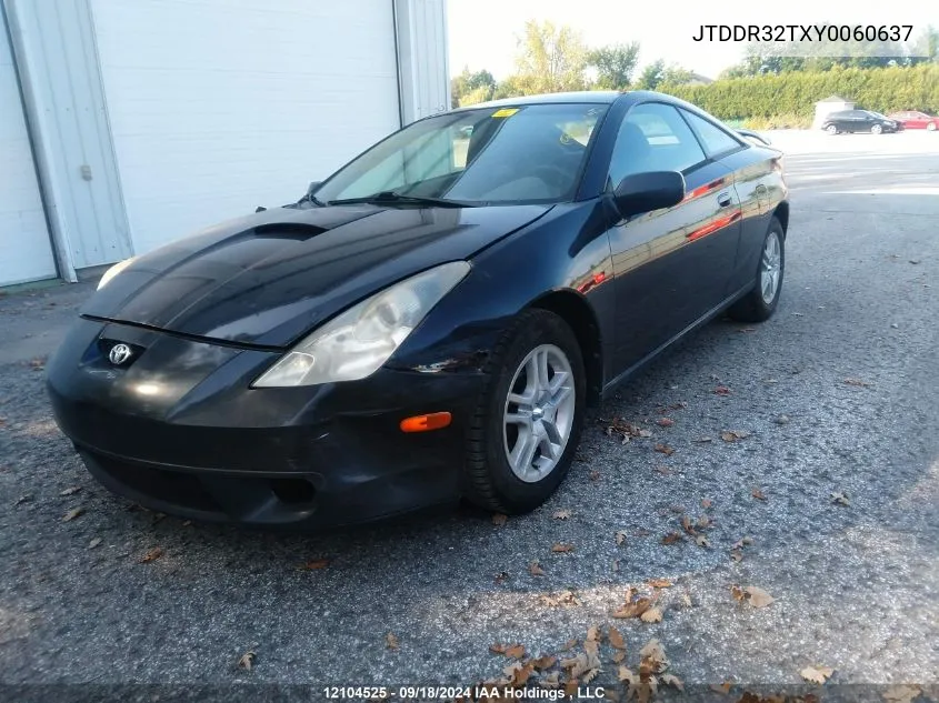 2000 Toyota Celica Gt VIN: JTDDR32TXY0060637 Lot: 12104525