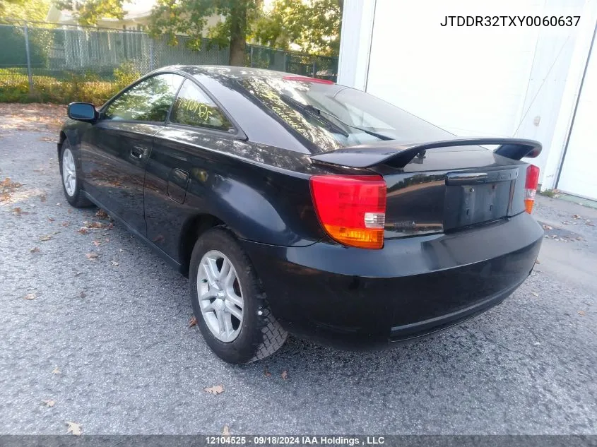 2000 Toyota Celica Gt VIN: JTDDR32TXY0060637 Lot: 12104525