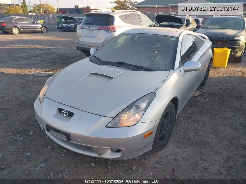 2000 Toyota Celica Gt-S VIN: JTDDY32T2Y0012147 Lot: 12127111