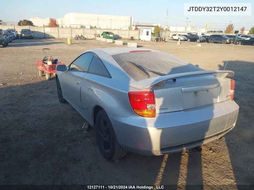 2000 Toyota Celica Gt-S VIN: JTDDY32T2Y0012147 Lot: 12127111