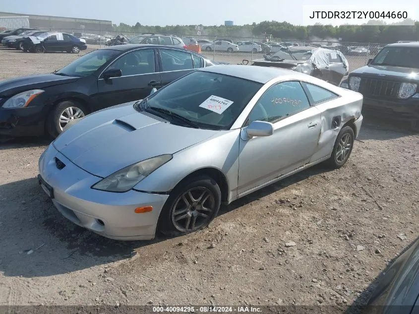 2000 Toyota Celica Gt VIN: JTDDR32T2Y0044660 Lot: 40094295