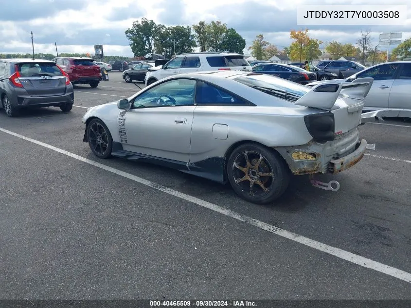 2000 Toyota Celica Gt-S VIN: JTDDY32T7Y0003508 Lot: 40465509