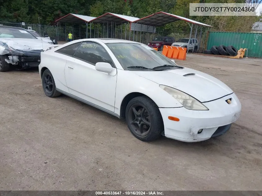 2000 Toyota Celica Gts VIN: JTDDY32T7Y0024360 Lot: 40533647