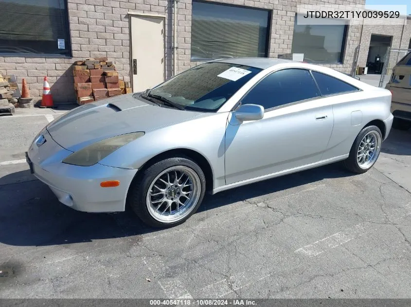 2000 Toyota Celica Gt VIN: JTDDR32T1Y0039529 Lot: 40547118