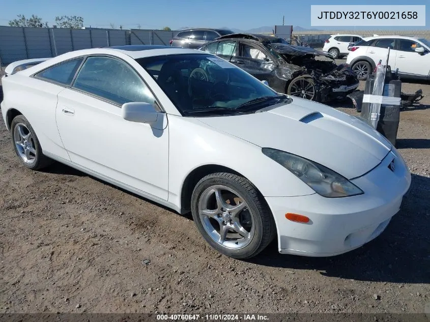 2000 Toyota Celica Gts VIN: JTDDY32T6Y0021658 Lot: 40760647