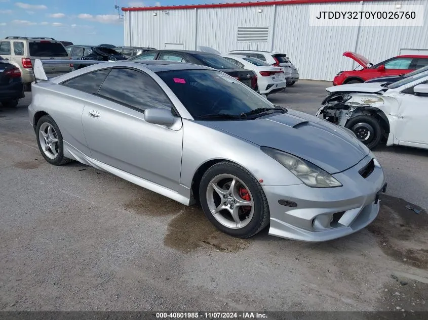 2000 Toyota Celica Gts VIN: JTDDY32T0Y0026760 Lot: 40801985