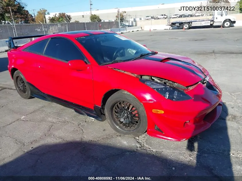 2001 Toyota Celica Gts VIN: JTDDY32T510037422 Lot: 40808592