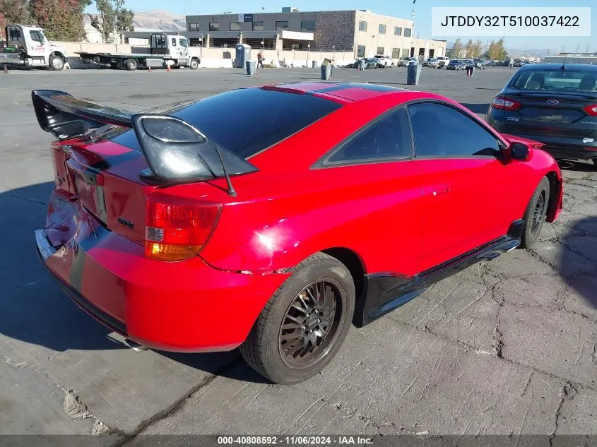 2001 Toyota Celica Gts VIN: JTDDY32T510037422 Lot: 40808592