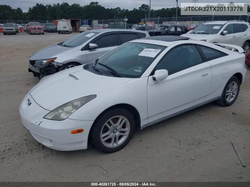 2002 Toyota Celica Gt VIN: JTDDR32TX20113778 Lot: 40261725