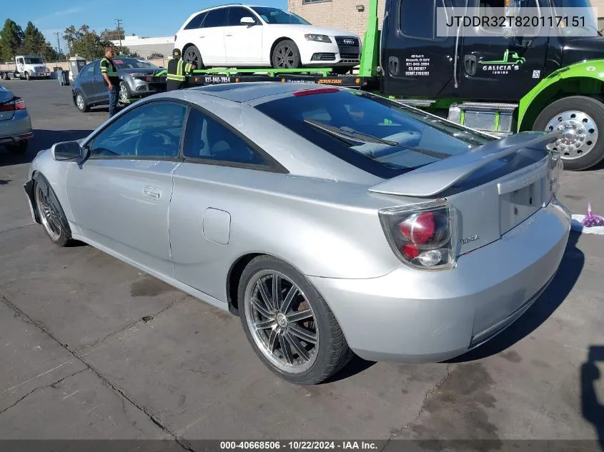 2002 Toyota Celica Gt VIN: JTDDR32T820117151 Lot: 40668506