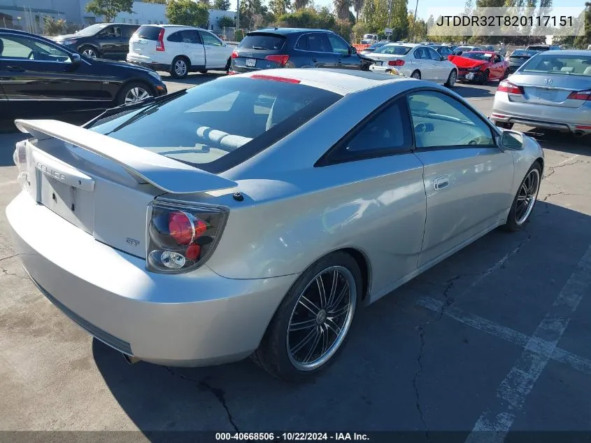 2002 Toyota Celica Gt VIN: JTDDR32T820117151 Lot: 40668506