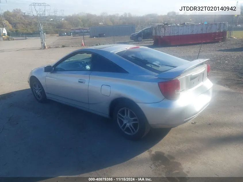 2002 Toyota Celica Gt VIN: JTDDR32T020140942 Lot: 40879385