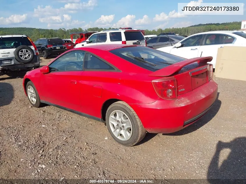 2004 Toyota Celica Gt VIN: JTDDR32T240173380 Lot: 40379744