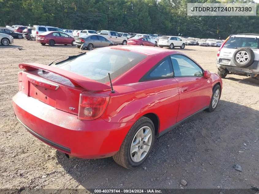 2004 Toyota Celica Gt VIN: JTDDR32T240173380 Lot: 40379744