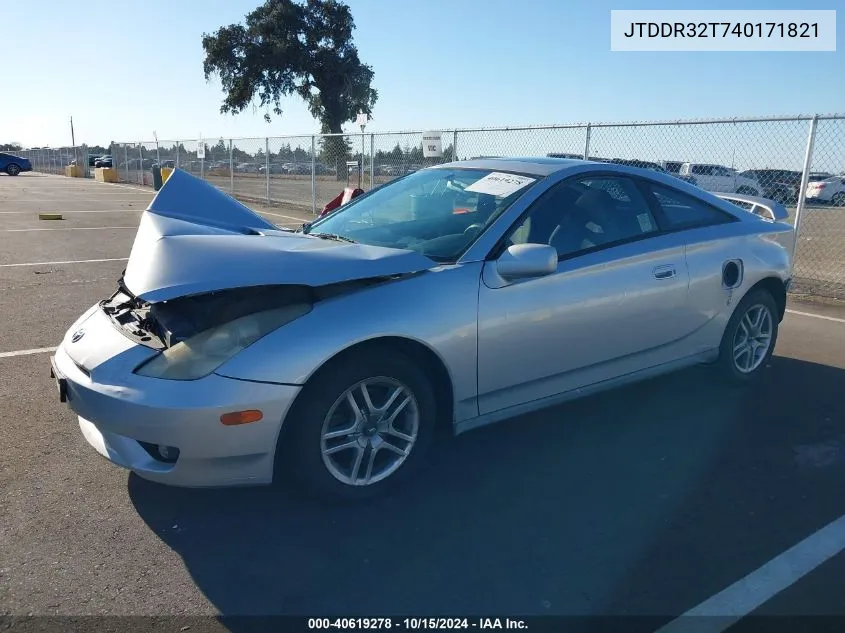 2004 Toyota Celica Gt VIN: JTDDR32T740171821 Lot: 40619278