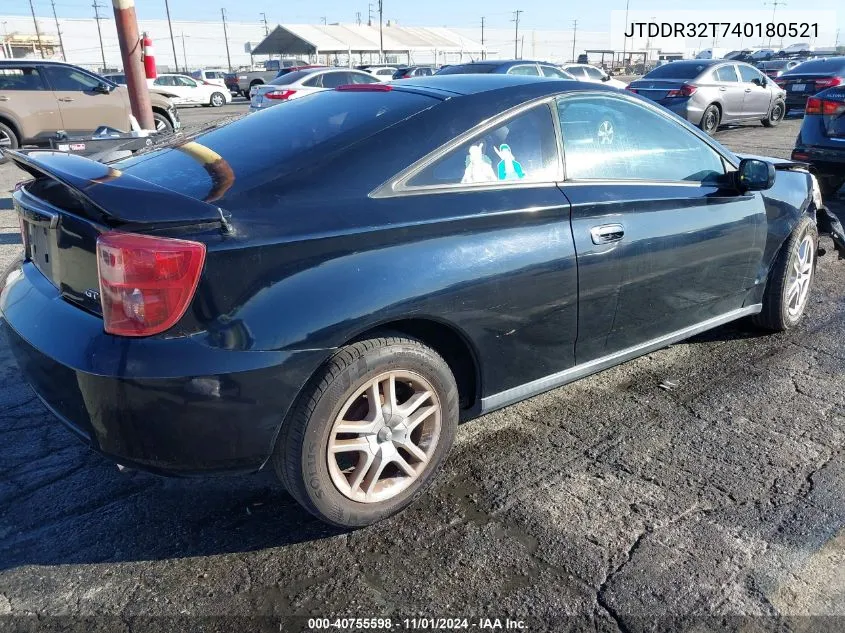 2004 Toyota Celica Gt VIN: JTDDR32T740180521 Lot: 40755598