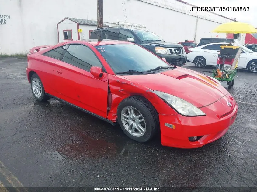 2005 Toyota Celica Gt VIN: JTDDR38T850188863 Lot: 40768111