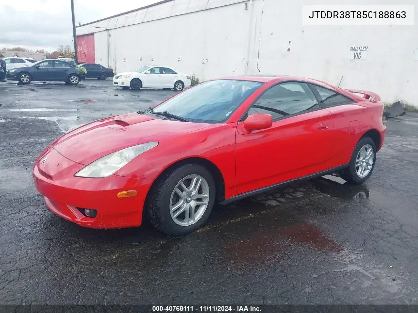 2005 Toyota Celica Gt VIN: JTDDR38T850188863 Lot: 40768111