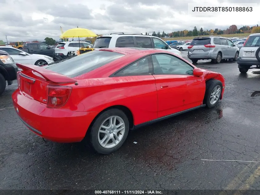 2005 Toyota Celica Gt VIN: JTDDR38T850188863 Lot: 40768111