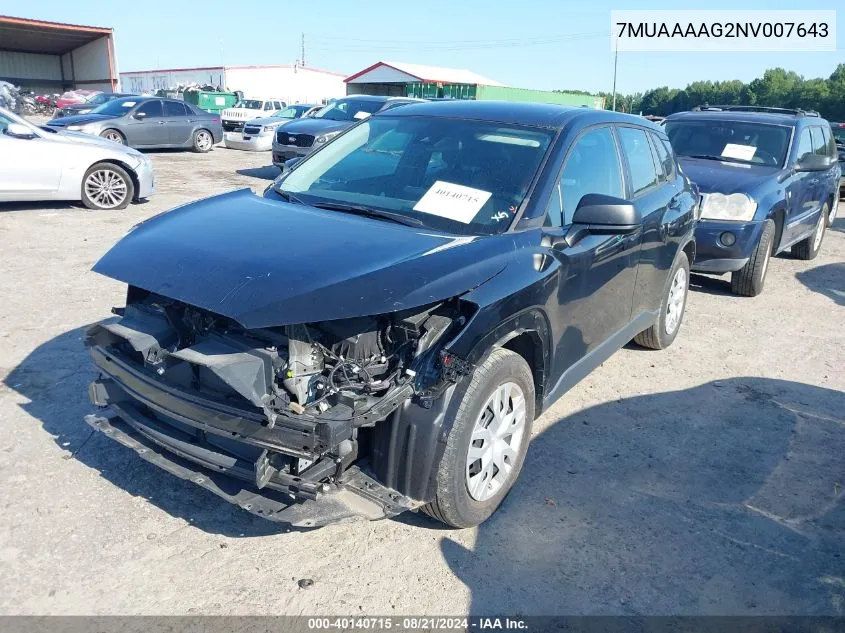 2022 Toyota Corolla Cross L VIN: 7MUAAAAG2NV007643 Lot: 40140715