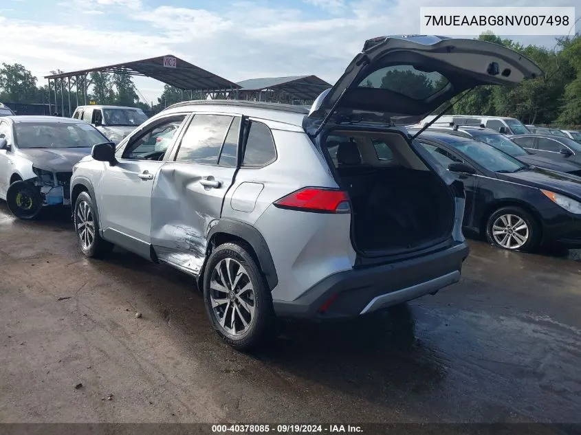 2022 Toyota Corolla Cross Xle VIN: 7MUEAABG8NV007498 Lot: 40378085